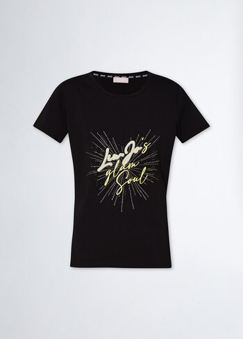 Liu-Jo t-shirt print glam soul zwart/geel FW24