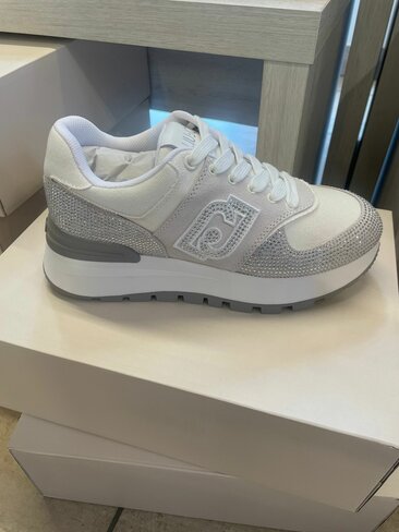 Liu-Jo sneaker amazing wit/grijs strass steentjes SS25