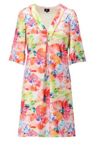 K-Design jurk v-hals met bloemen design SS25