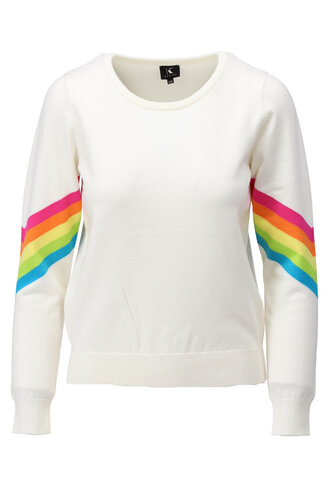 K-Design pull ronde hals met regenboos ecru SS25