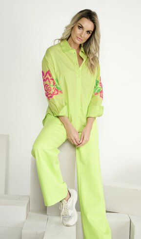 K-Design bloes oversized met rozen sharp green SS25