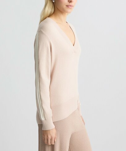 Liu-Jo trui van katoen en wol beige SS25