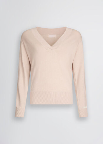 Liu-Jo trui van katoen en wol beige SS25