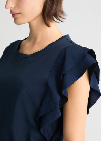Liu-Jo t-shirt moda bleu foncé SS25
