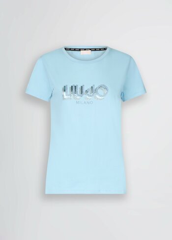 Liu-Jo t-shirt moda cyrstal blue SS25