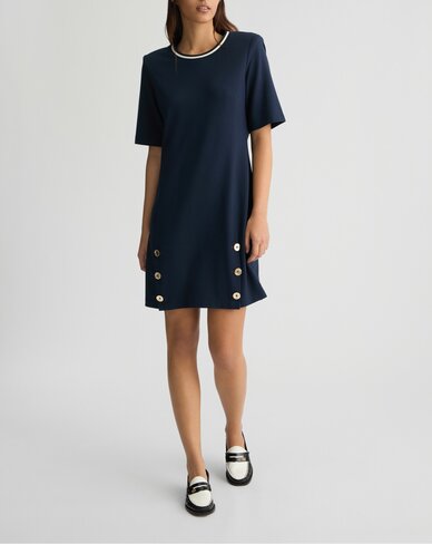 Liu-Jo jurk met knopen donkerblauw SS25