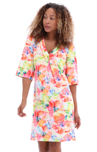 K-Design jurk v-hals met bloemen design SS25