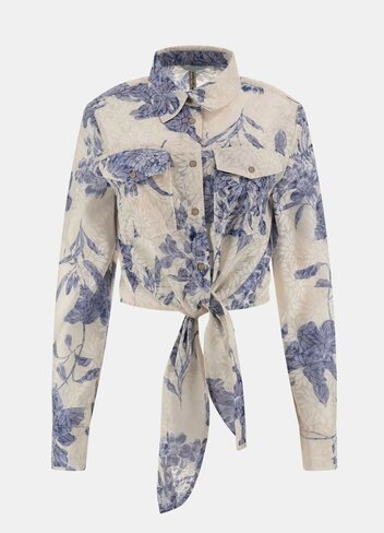 Guess bloes cropped bloemenprint blauw SS25