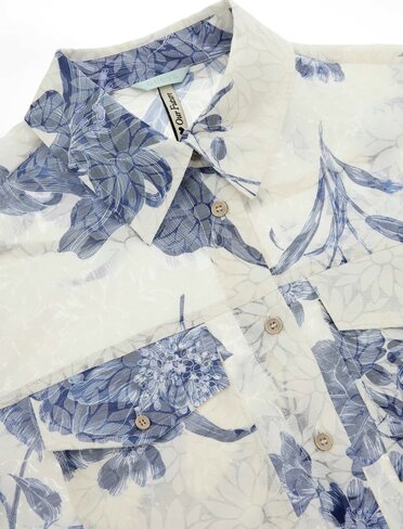 Guess bloes cropped bloemenprint blauw SS25