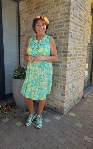 K-Design jurk mouwloos boho met lovertjes SS25