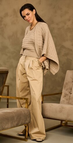 Due Amanti broek Carla beige wijd FW25