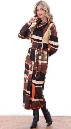 K-Design jurk midi met rolkraag en design FW25