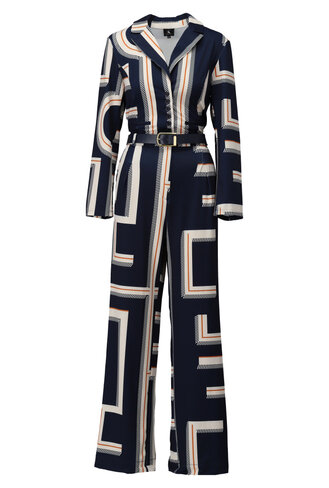 K-Design jumpsuit met design en riem FW25