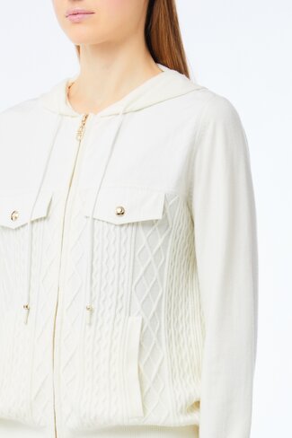 Liu-Jo sweater rits zippata bianco latte FW25