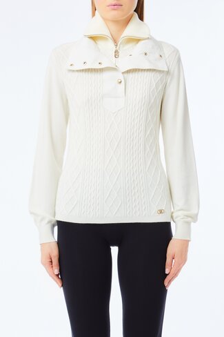 Liu-Jo pull maglia chiusa bianco latte FW25