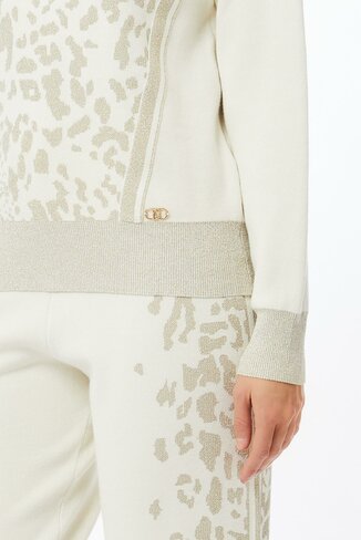 Liu-Jo pull chiusia m/l bco latte/gold lux FW25