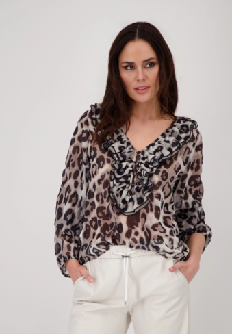 Monari bloes leo allover v-neck cinnamon pattern FW25
