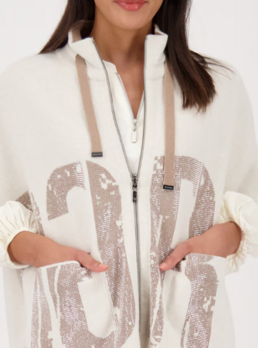 Monari jacket strickcape schrift cashmere pattern FW25