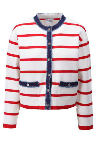 K-Design cardigan met strepen true red SS26