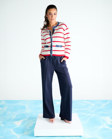 K-Design cardigan met strepen true red SS26