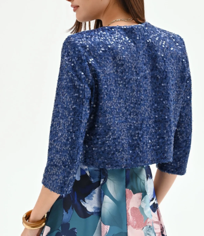 Rinascimento blazer kort/vest pailletten blu brillante SS26