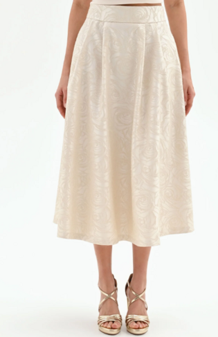 Rinascimento rok lang white cream bloemen jacquardprint SS26