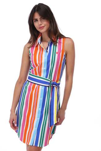 K-Design jurk mouwloos met design gestreept SS26