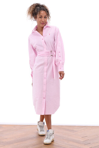 K-Design jurk maxi in seersucker pink lady SS26