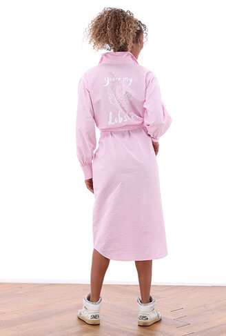 K-Design jurk maxi in seersucker pink lady SS26