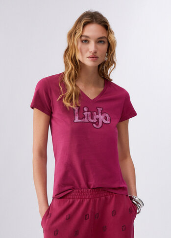Liu-Jo t-shirt met v-hals special red SS26