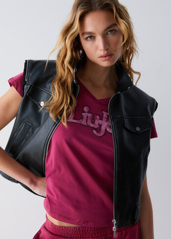 Liu-Jo t-shirt met v-hals special red SS26