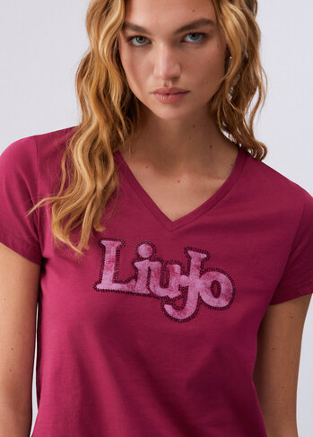 Liu-Jo t-shirt met v-hals special red SS26