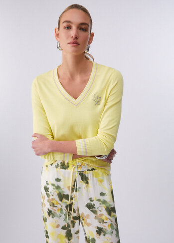 Liu-Jo pull v-hals geel SS26
