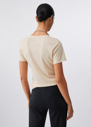 Liu-Jo t-shirt met v-hals warm champagne SS26