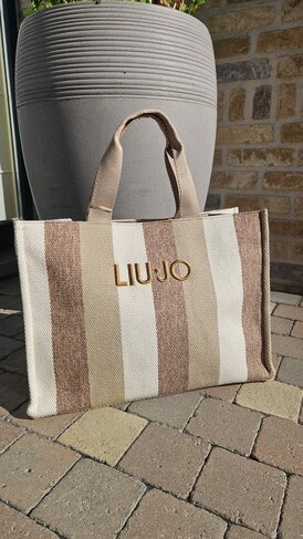 Liu-Jo tas gestreept canvas sabbia SS26