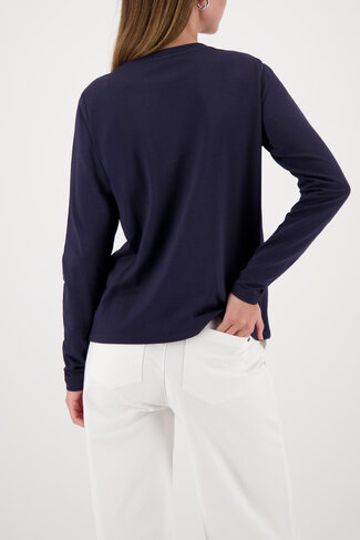 Monari shirt met lange mouwen en strassmotief marine SS26
