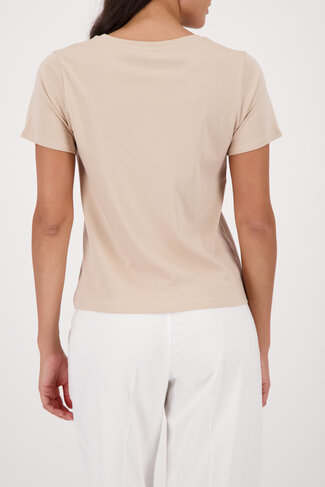 Monari t-shirt Leo + diamanten ronde nek zand SS26