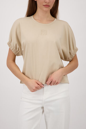 Monari t-shirt emblem ronde nek zand SS26