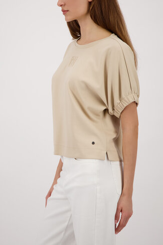 Monari t-shirt emblem ronde nek zand SS26