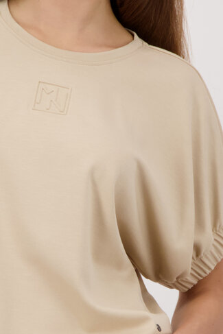 Monari t-shirt emblem ronde nek zand SS26