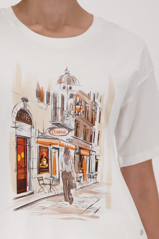 Monari t-shirt city ronde nek off-white SS26