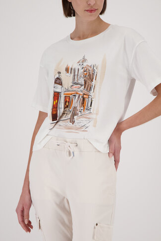 Monari t-shirt city ronde nek off-white SS26
