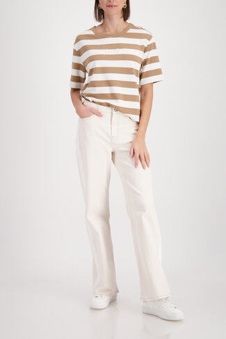 Monari sweatshirt basic ringel ronde nek biscotti striped SS26