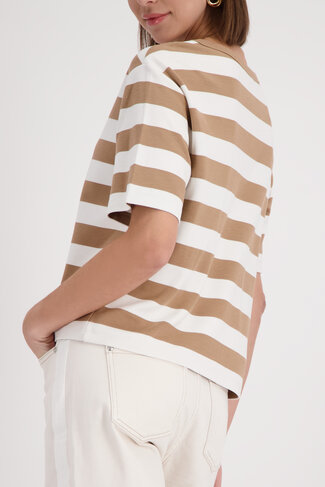 Monari sweatshirt basic ringel ronde nek biscotti striped SS26