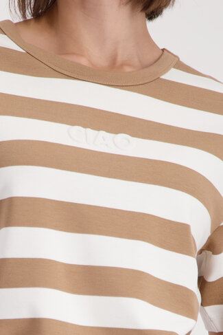 Monari sweatshirt basic ringel ronde nek biscotti striped SS26