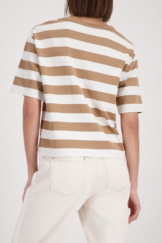 Monari sweatshirt basic ringel ronde nek biscotti striped SS26