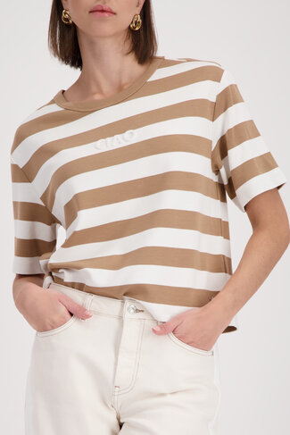 Monari sweatshirt basic ringel ronde nek biscotti striped SS26