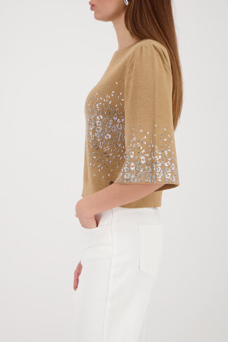 Monari pull schmuck ronde nek biscotti SS26