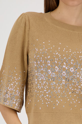 Monari pull schmuck ronde nek biscotti SS26