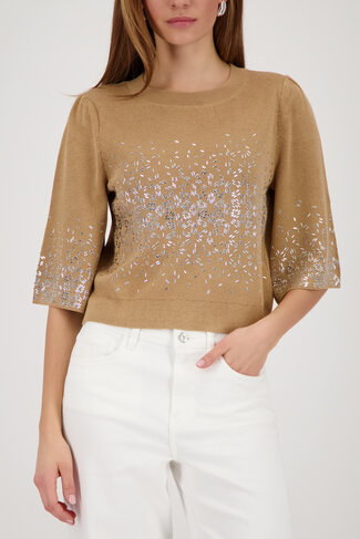 Monari pull schmuck ronde nek biscotti SS26
